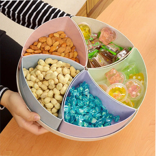 Wheat straw dried fruit tray with lid multi-grid candy box snack tray