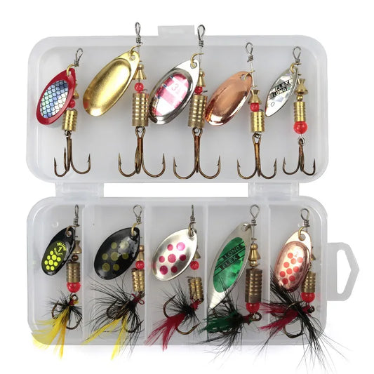 Metal Spoon Spinner Fishing Lure 10pcs Set Spoonbait Crankbaits Fishing Wobblers for Pike