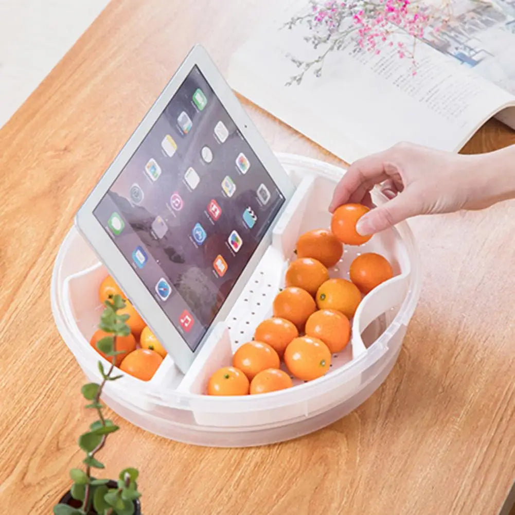 Snack Candy Round Tray Snack Dried Fruit Box with Cover Compartment Detachable 5 Grid Food Storage Box