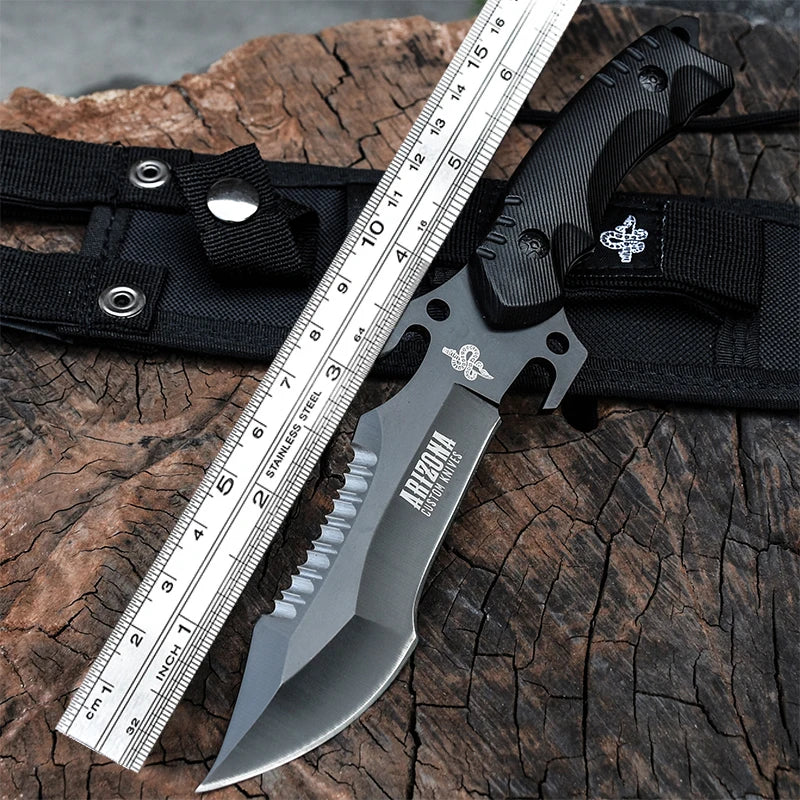 Barbecue Small Straight Knife Fruit Knife Portable Outdoor survival knife black handle Camping Hunting Hike collection gifts