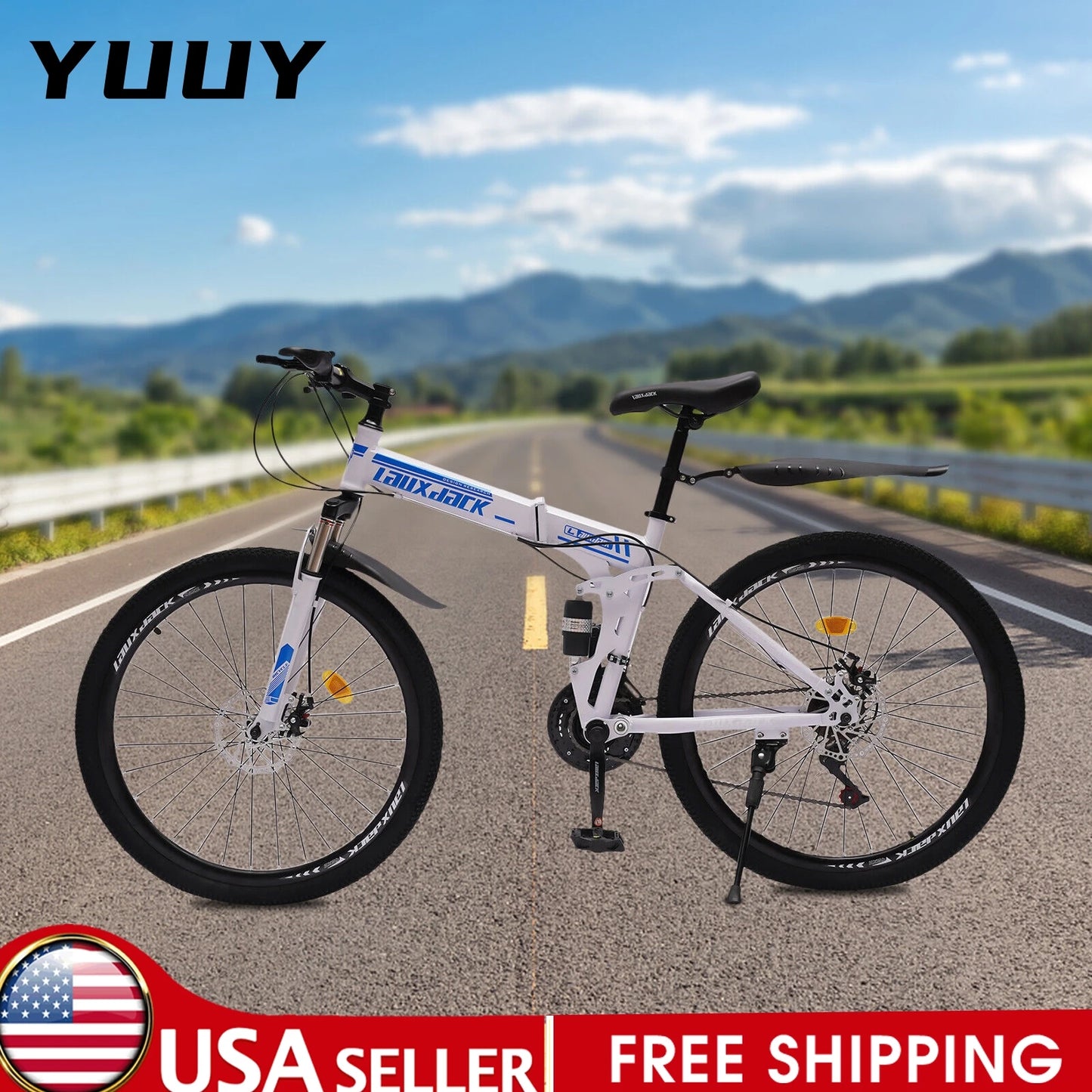 Folding Mountain Bike with Dual Disc Brake for Men and Women, Outdoor Aerobic Exercise Cycling, 26 ", 21 Speed