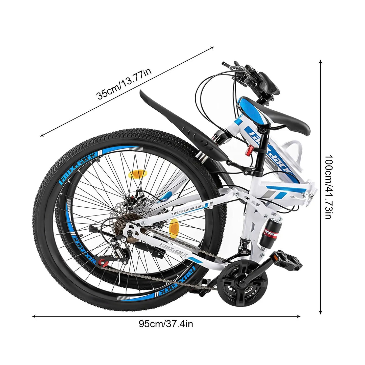 Folding Mountain Bike with Dual Disc Brake for Men and Women, Outdoor Aerobic Exercise Cycling, 26 ", 21 Speed