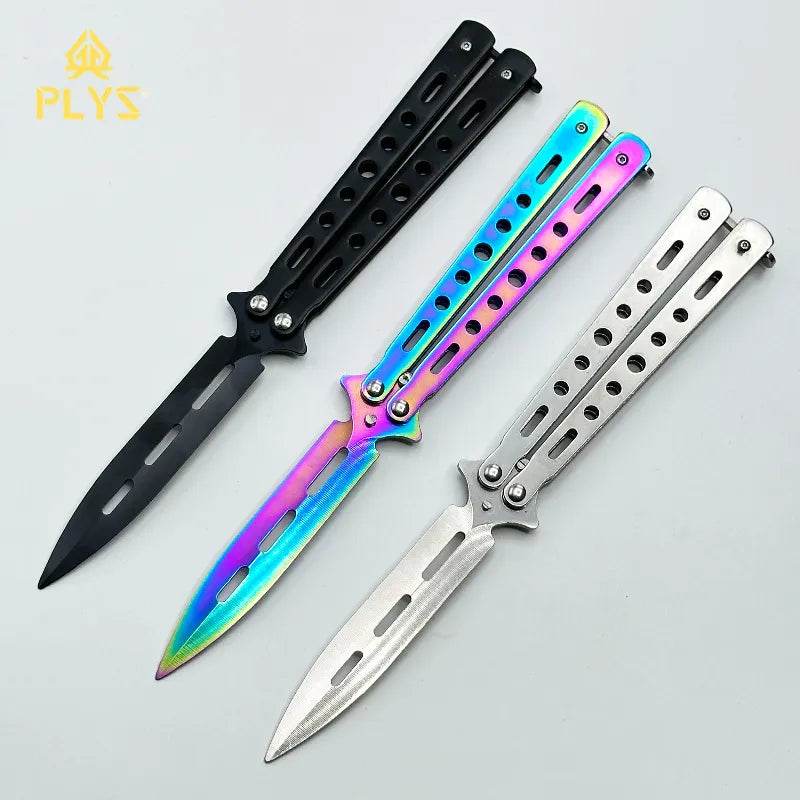 Stainless Steel Butterfly Knife, Non-Open Edge, High Hardness Full Steel Knife, Outdoor Portable Knife Tool Practice Knife