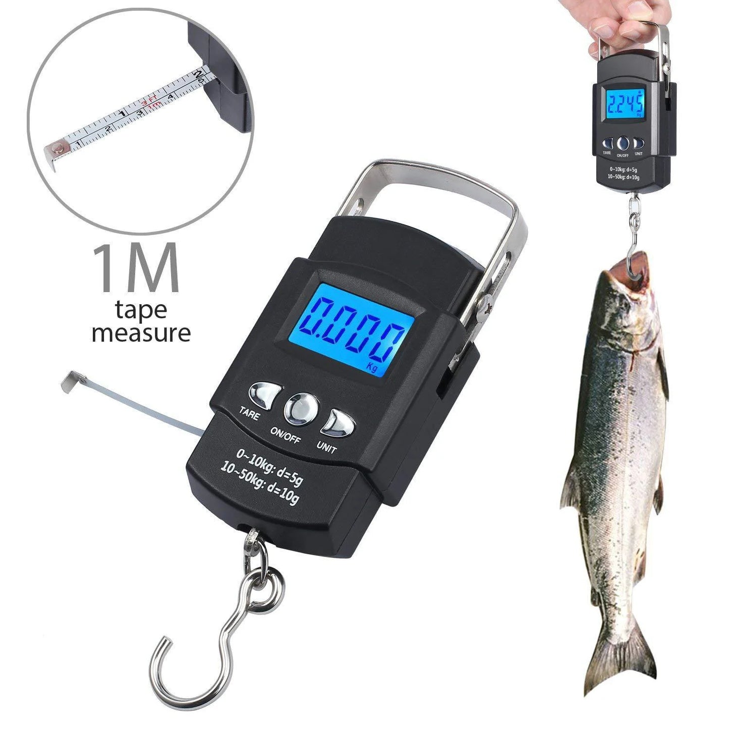 Portable 110lb/50kg Hanging Scale Digital Scale BackLight Electronic Fishing Travel scale