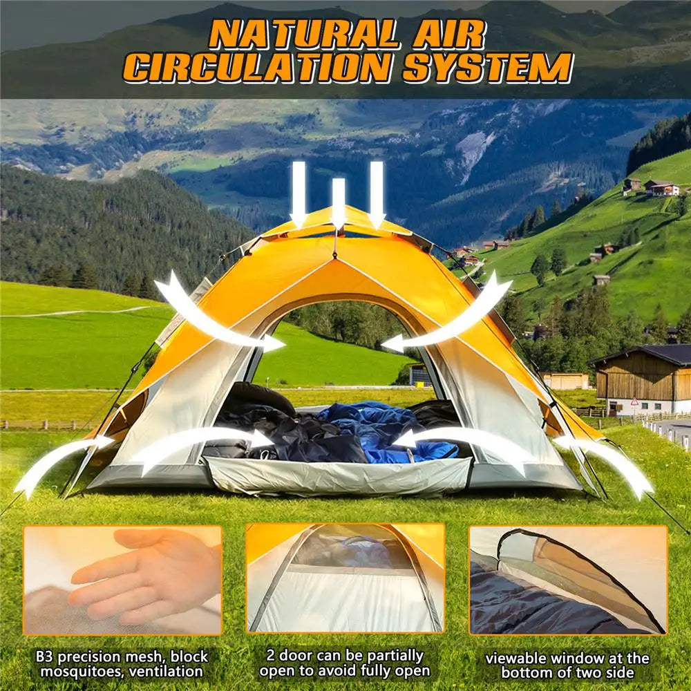 4 Person Automatic Camping Tents Family Outdoor Instant Setup Tent  Windproof Waterproof Ultralight