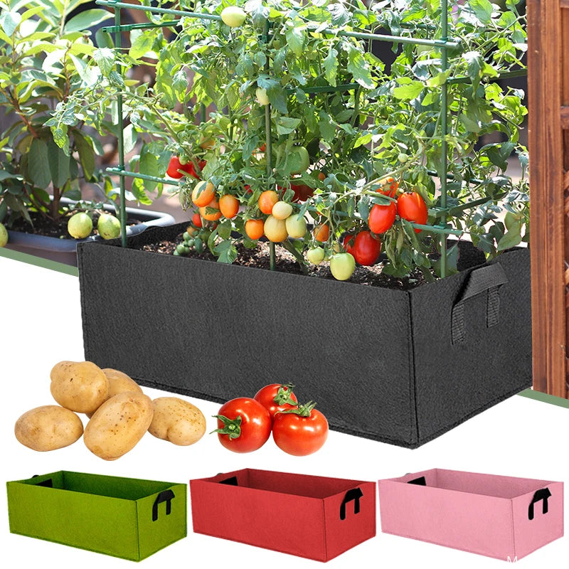 Felt Grow Bag Garden Raised Planting Bed Rectangle Plant Nursery Pot Portable Flower Vegetable Tomato Potato Planters Container