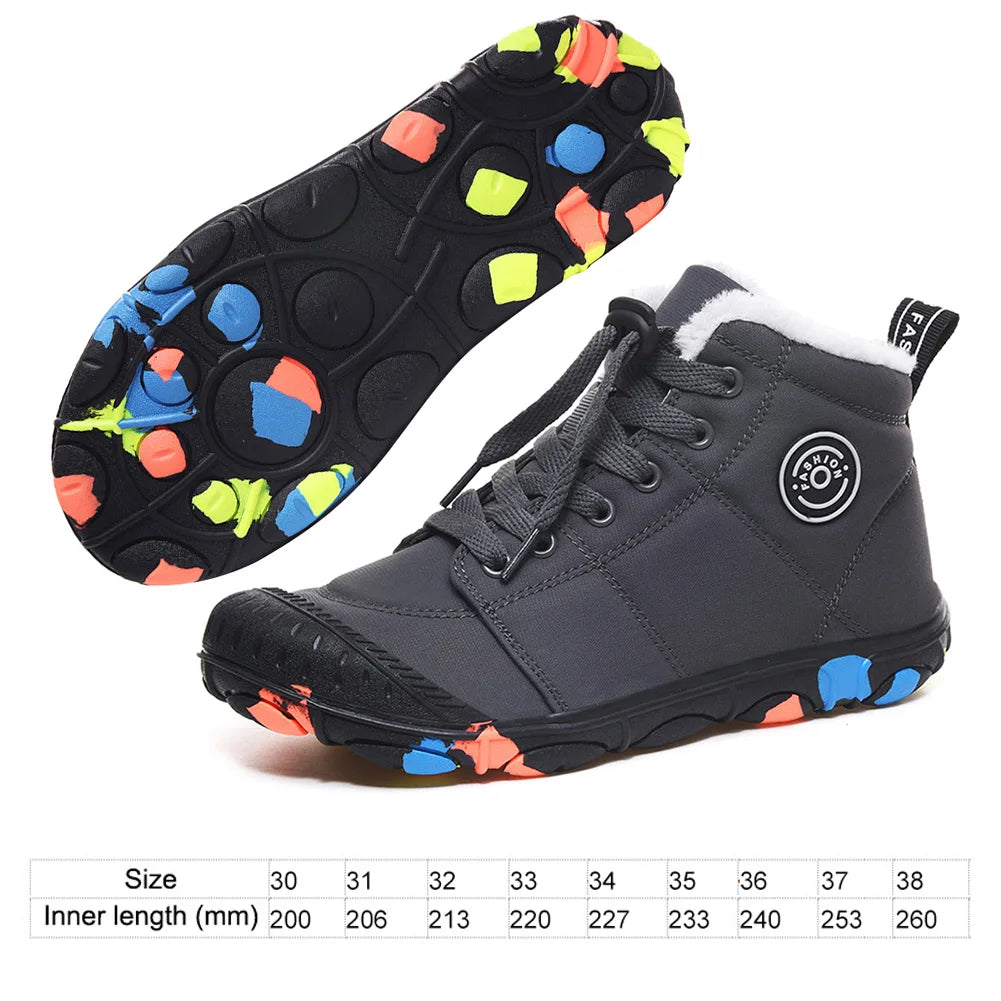 Fashion Children Warm Snow Barefoot Shoes Non-slip Warm Boots for Outdoor Street