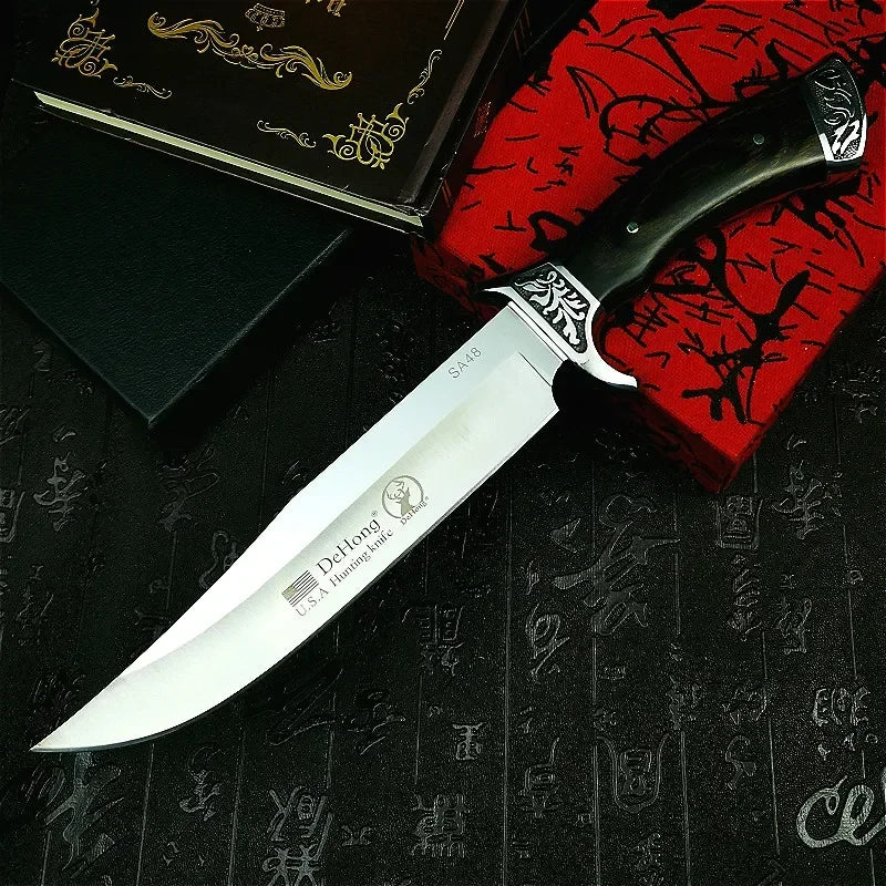camping straight blade Mirror light  tactical knife SA48 high-end  hunting straight blade rescue knife