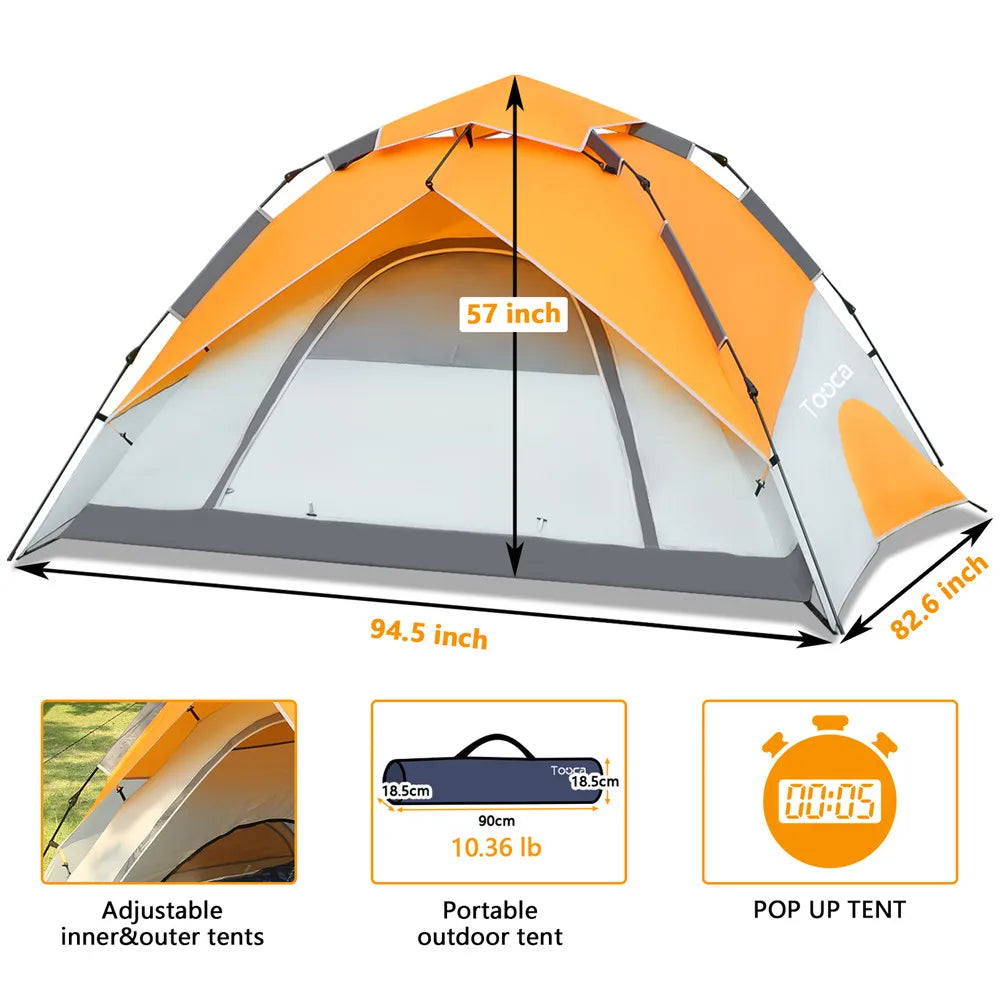 4 Person Automatic Camping Tents Family Outdoor Instant Setup Tent  Windproof Waterproof Ultralight