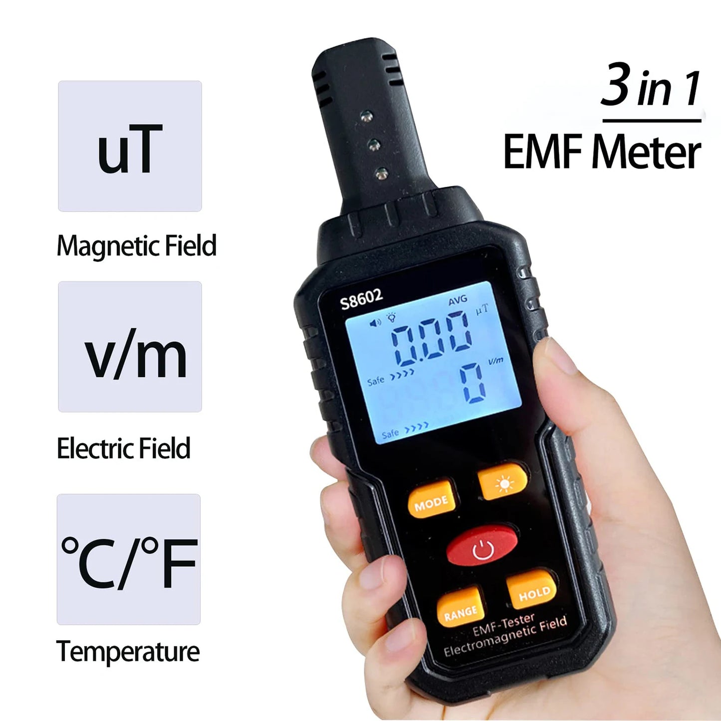 Portable Electromagnetic Field Radiation Detector 3 in 1 EMF Meter EMF Detector