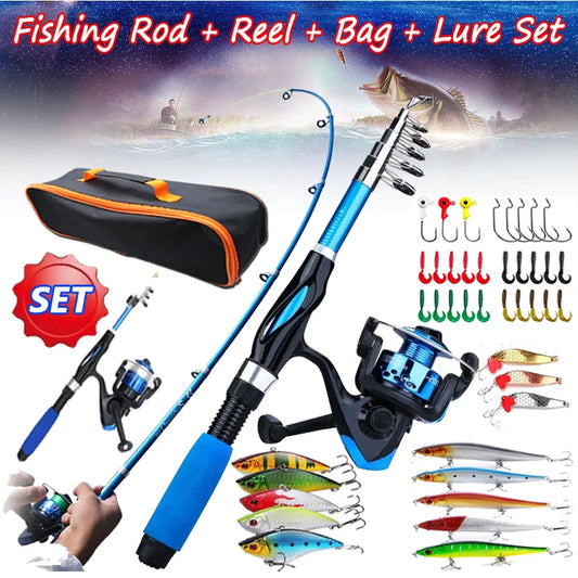 Fishing Rod Full Kits Baits Lure Set Accessories Bag