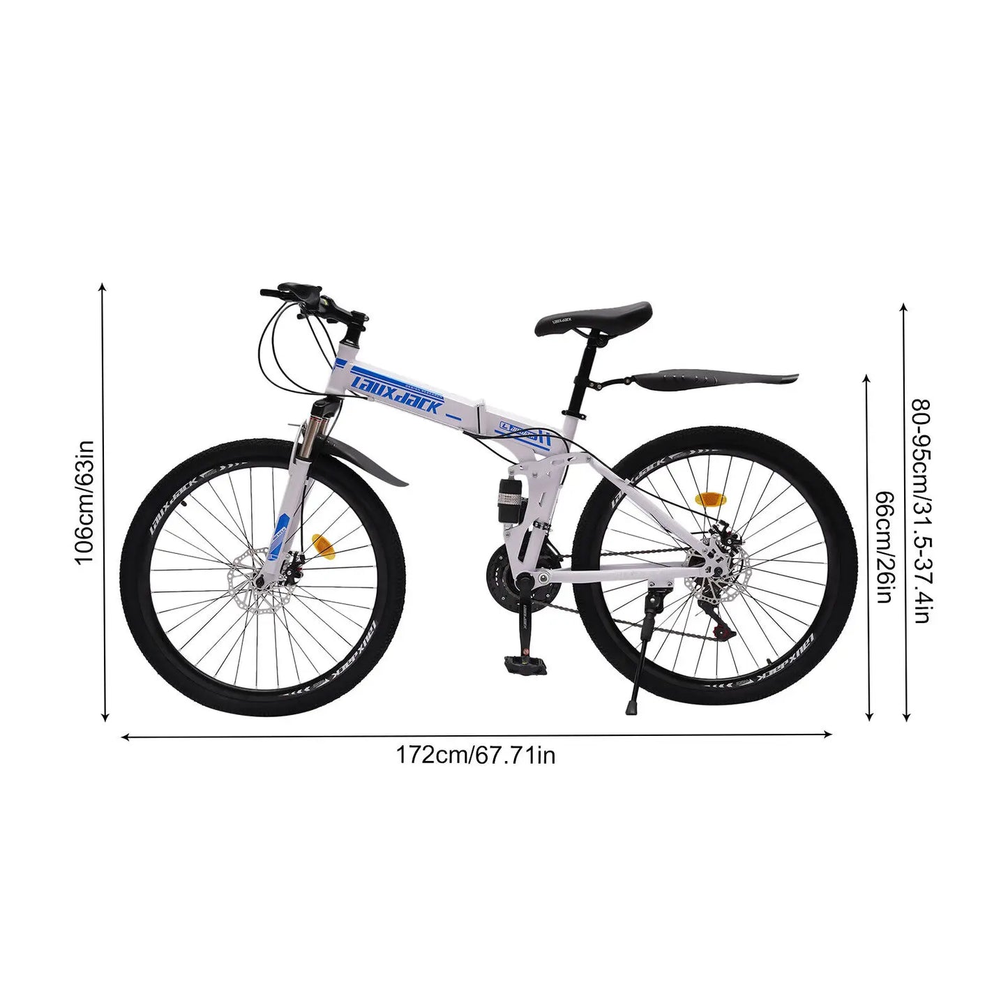 Folding Mountain Bike with Dual Disc Brake for Men and Women, Outdoor Aerobic Exercise Cycling, 26 ", 21 Speed