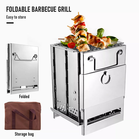 2022 New Camping Wood Stove Stainless Steel Foldable Mini Charcoal Grill Lightweight Barbecue Grill