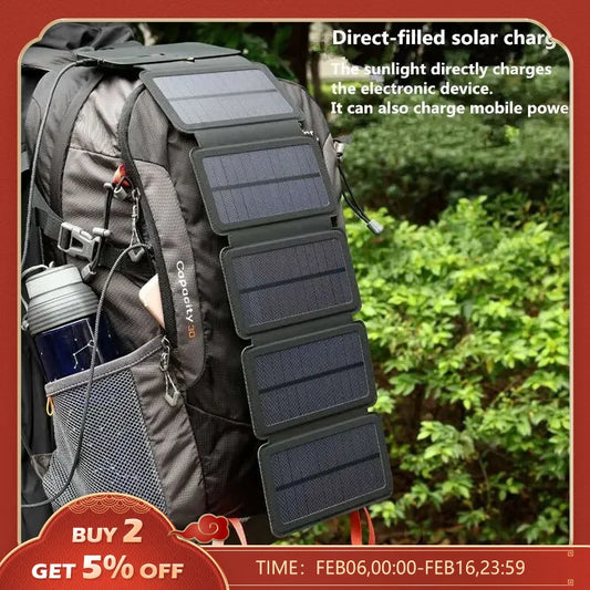 Outdoor Multifunctional Portable Solar Charging Panel Foldable 5V 1A USB Output Device Camping Tool High Power Output