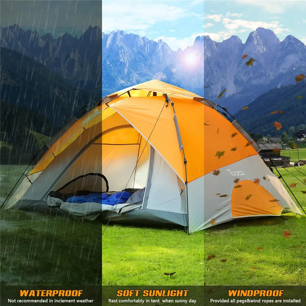 4 Person Automatic Camping Tents Family Outdoor Instant Setup Tent  Windproof Waterproof Ultralight