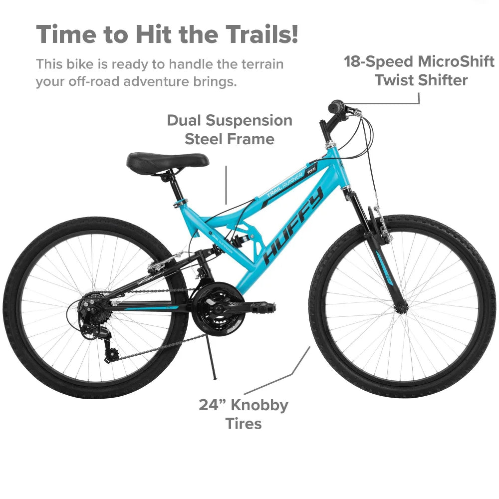 Teal Blue Mountain Bike 24" Girls Full Suspension  Freight Free Road Cycling Sports Entertainment